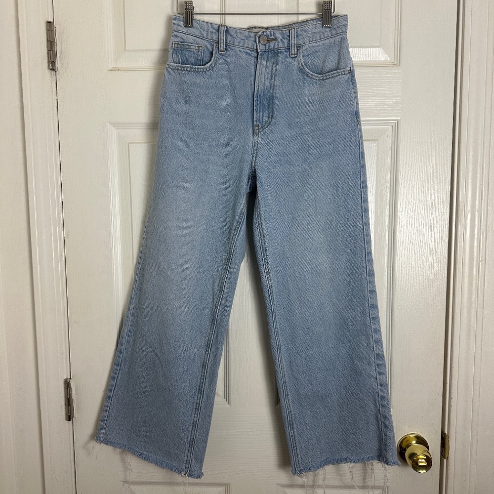 ! PacSun Y2K Fall 90s Light Wash Cotton Crop Wide Leg Denim Jeans Women Size 25